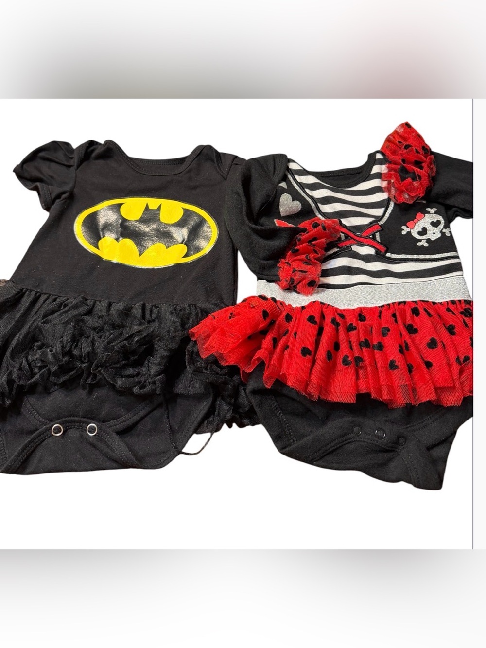 Way to celebrate Pirate Costume & Batgirl tutu Bodysuits size 0-3 months